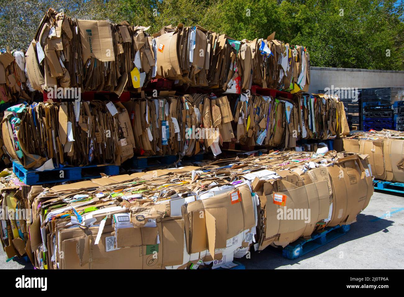 Cardboard boxes bundled for recycling Stock Photo Alamy