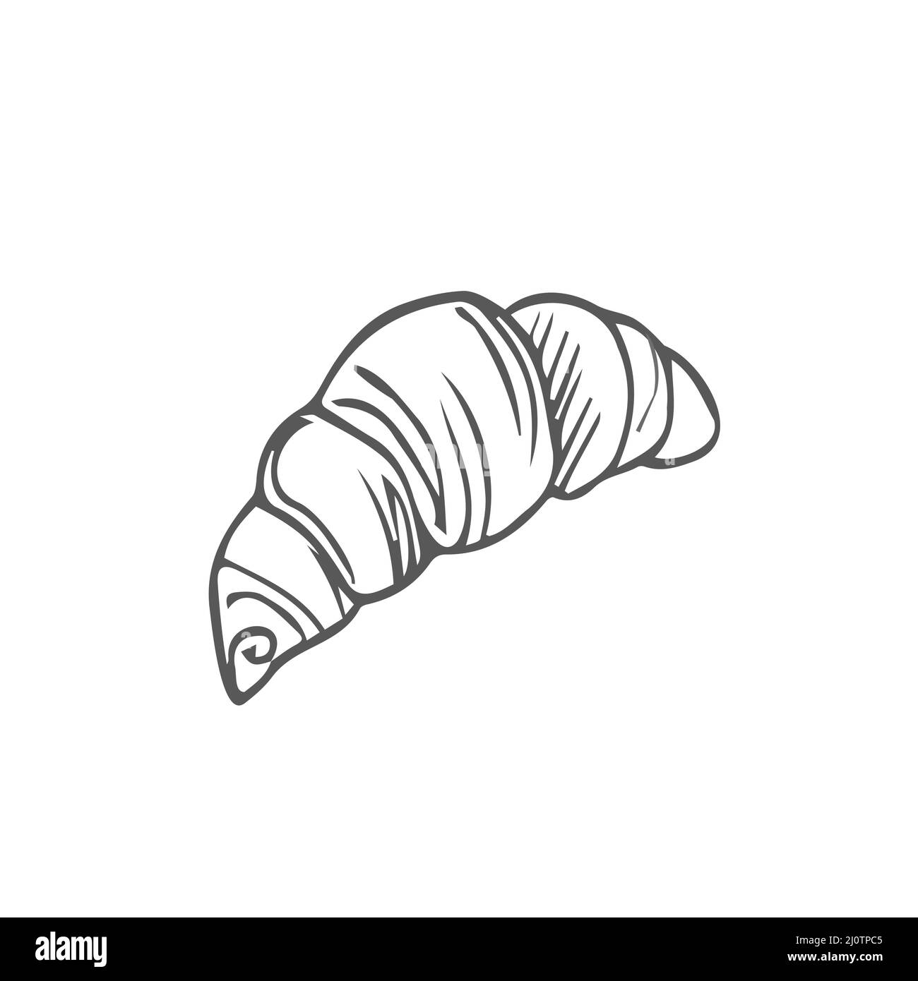 Vector hand drawn croissant icon badge bakery for design menu cafe, label and packaging. isolated vector Stock Vector