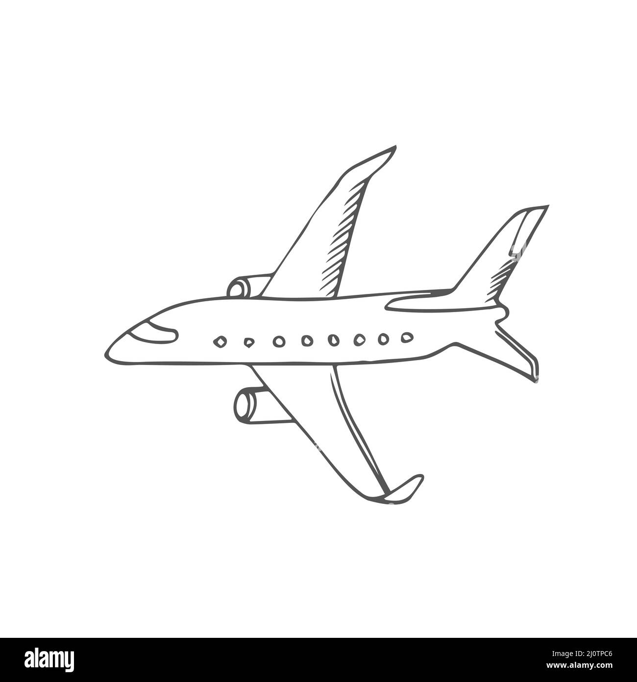 doodle air planeillustration. vector line plain isolated Stock Vector