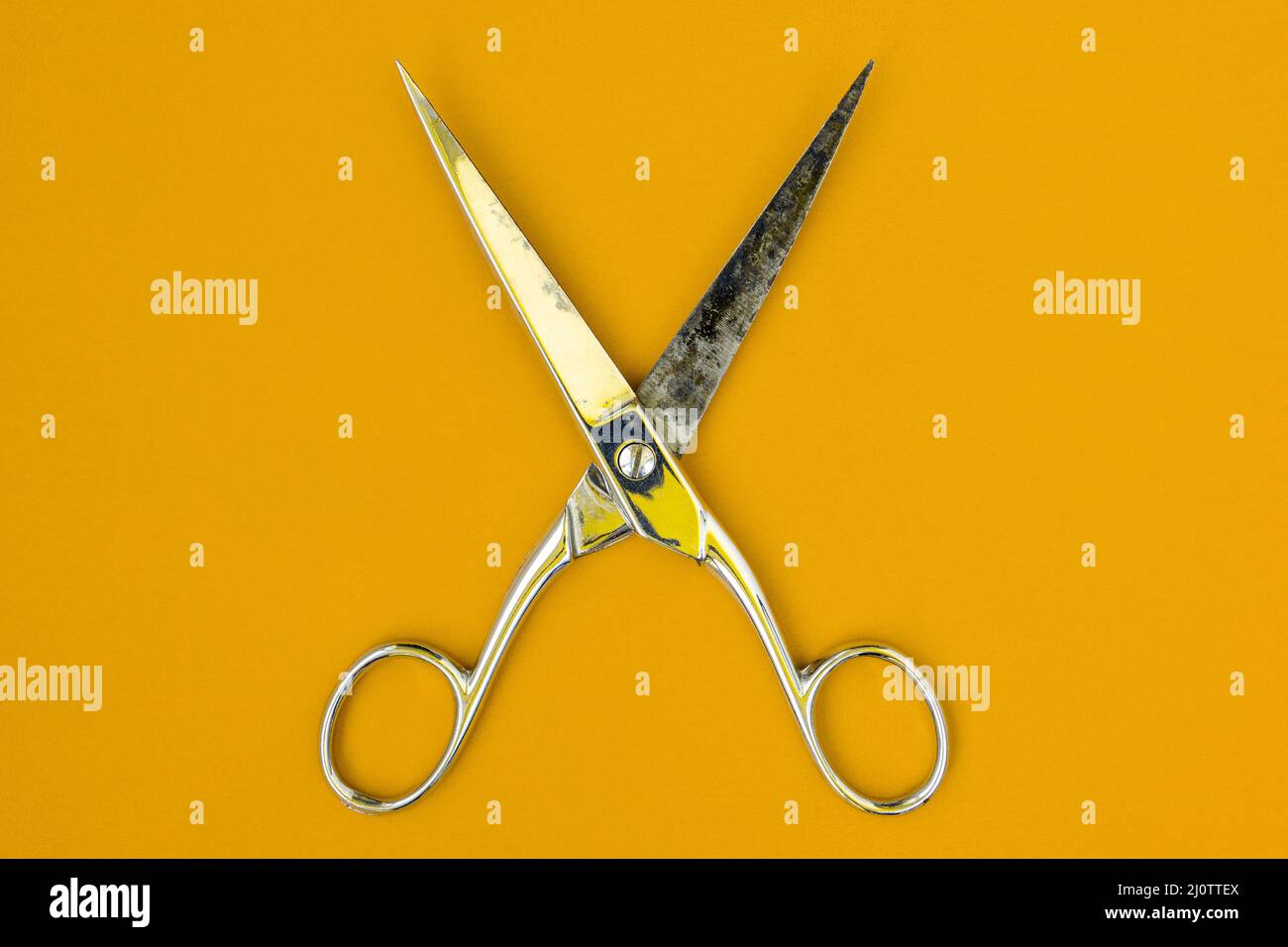 Very sharp retro professional tailor scissors Stock Photo