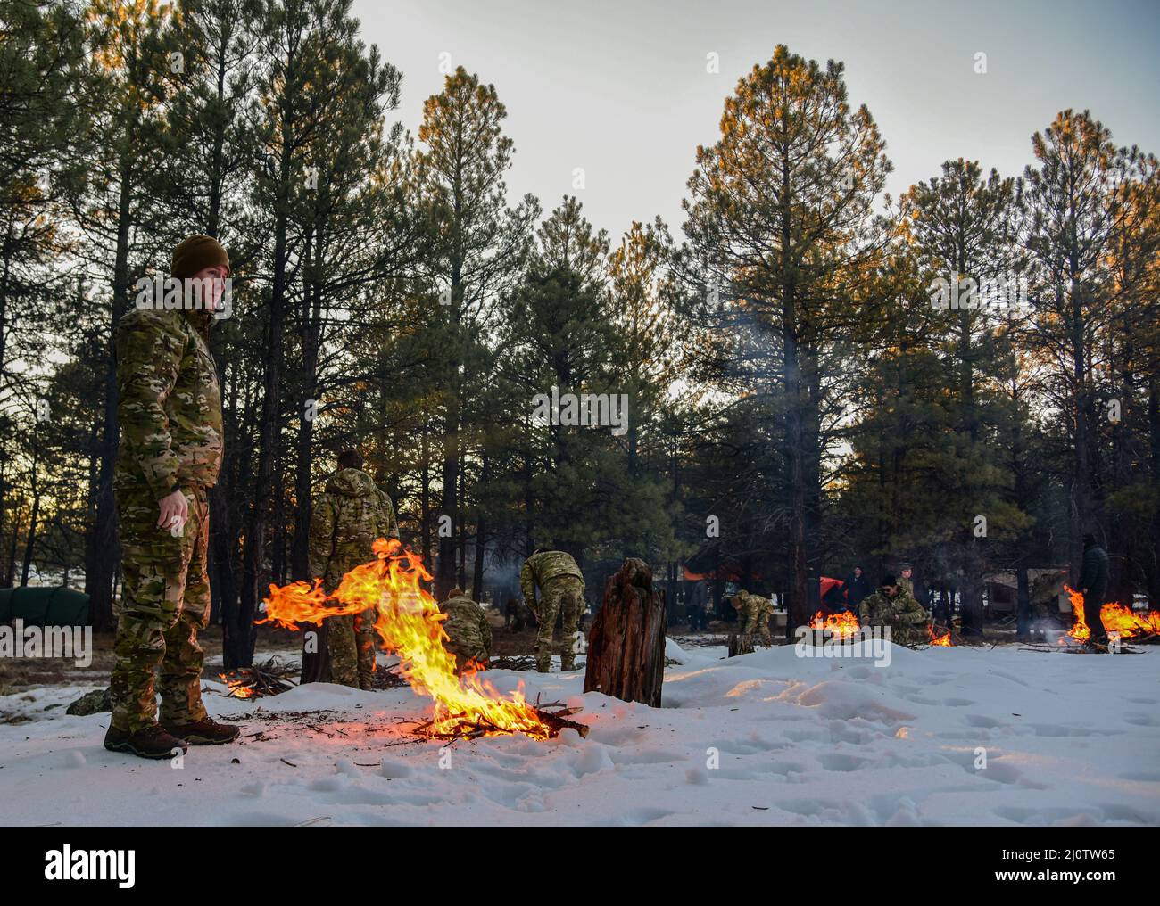 U.S. Airmen assigned to the 55th Rescue Squadron demonstrate cold ...