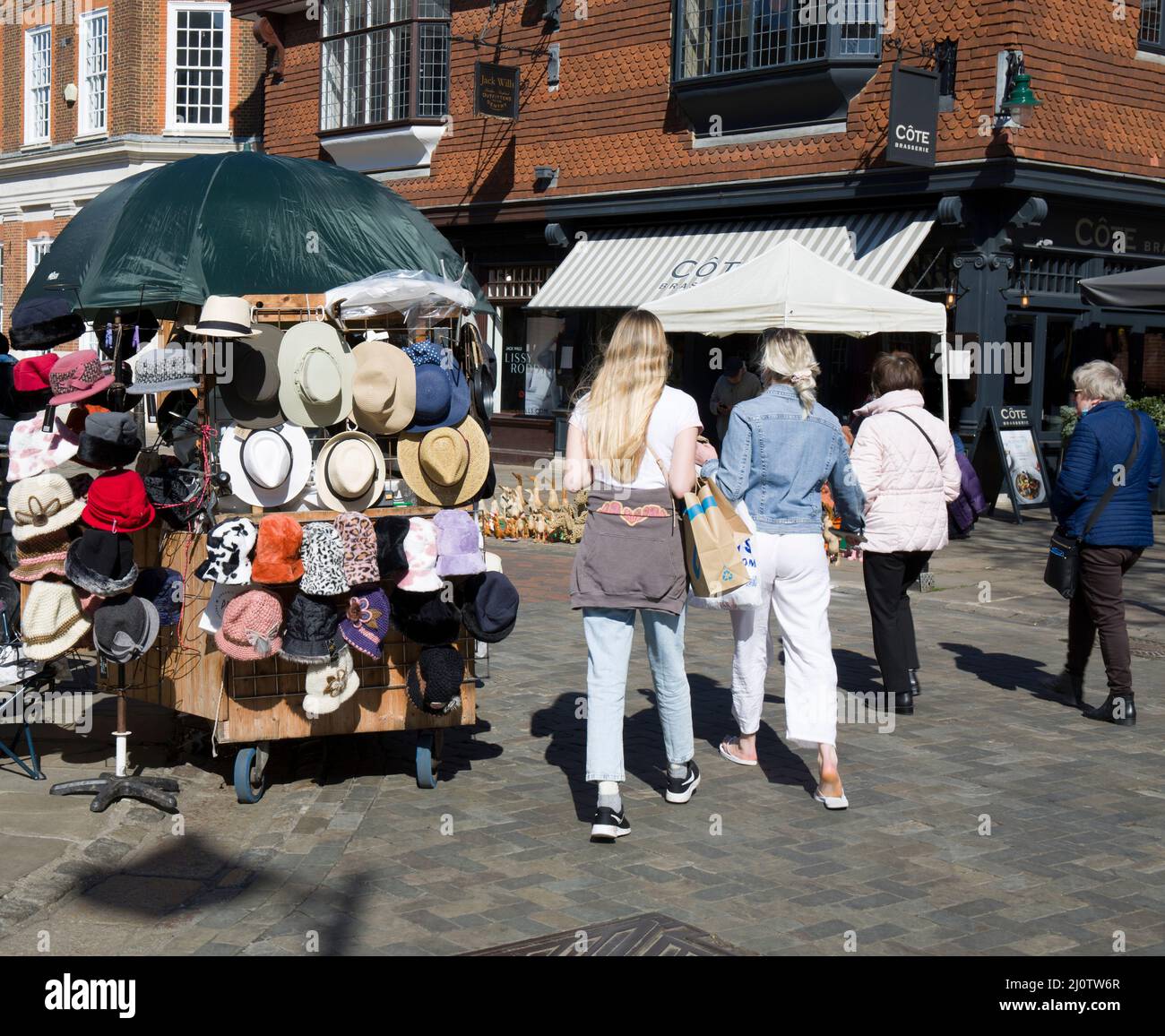 Hat Stall High Street Canterbury Kent Stock Photo