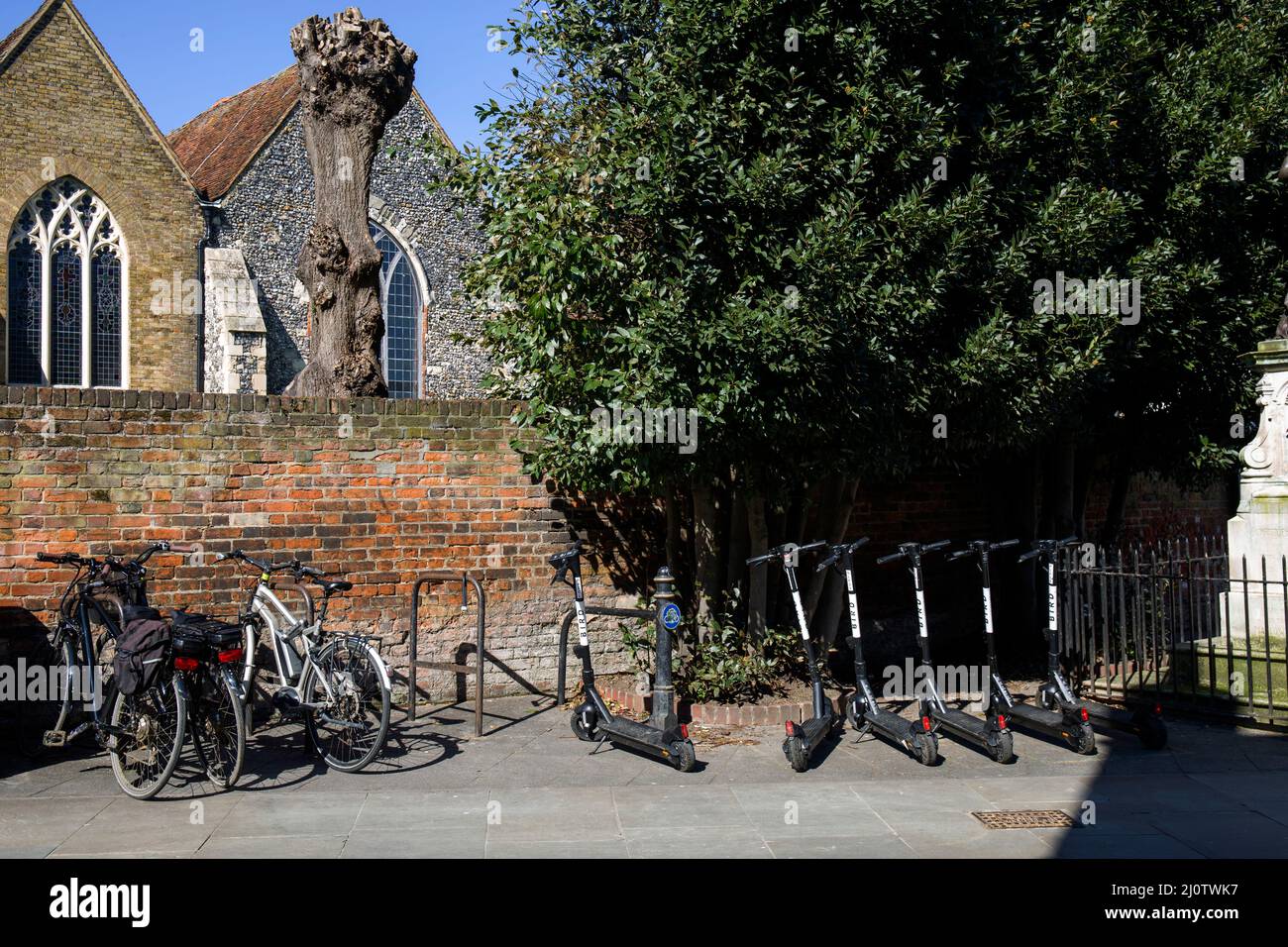 Cycle Rack and E Scooters Canterbury Kent Stock Photo