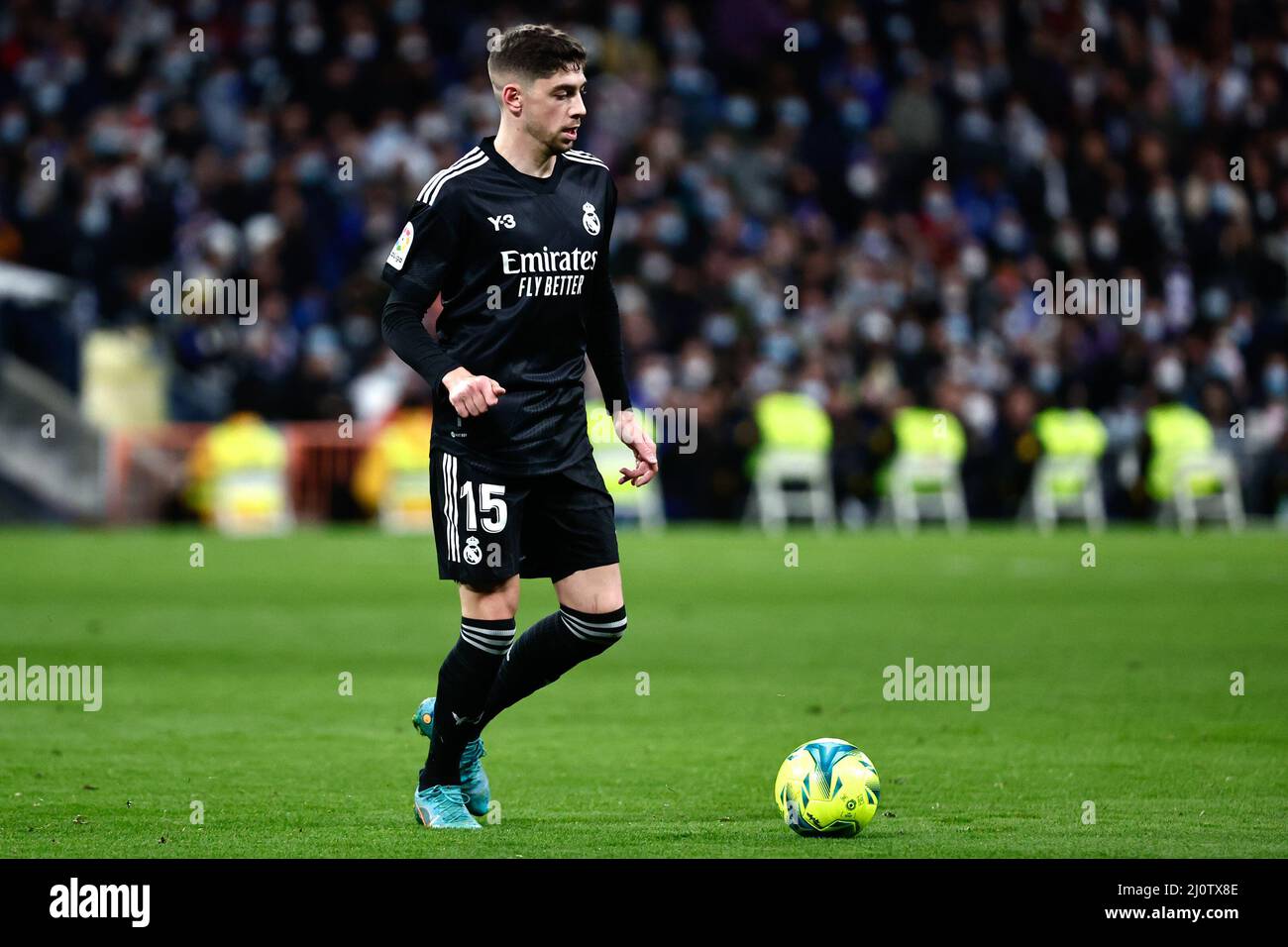 MADRID, SPAIN - MARCH 20: Federico Valverde of Real Madrid during the Spanish La Liga Santander match between Real Madrid and FC Barcelona at Estadio Santiago Bernabéu on March 20, 2022 in Madrid, Spain (Photo by DAX Images/Orange Pictures) Credit: Orange Pics BV/Alamy Live News Stock Photo