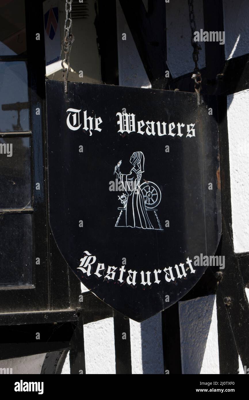 The Old Weavers House Sign Canterbury Kent Stock Photo