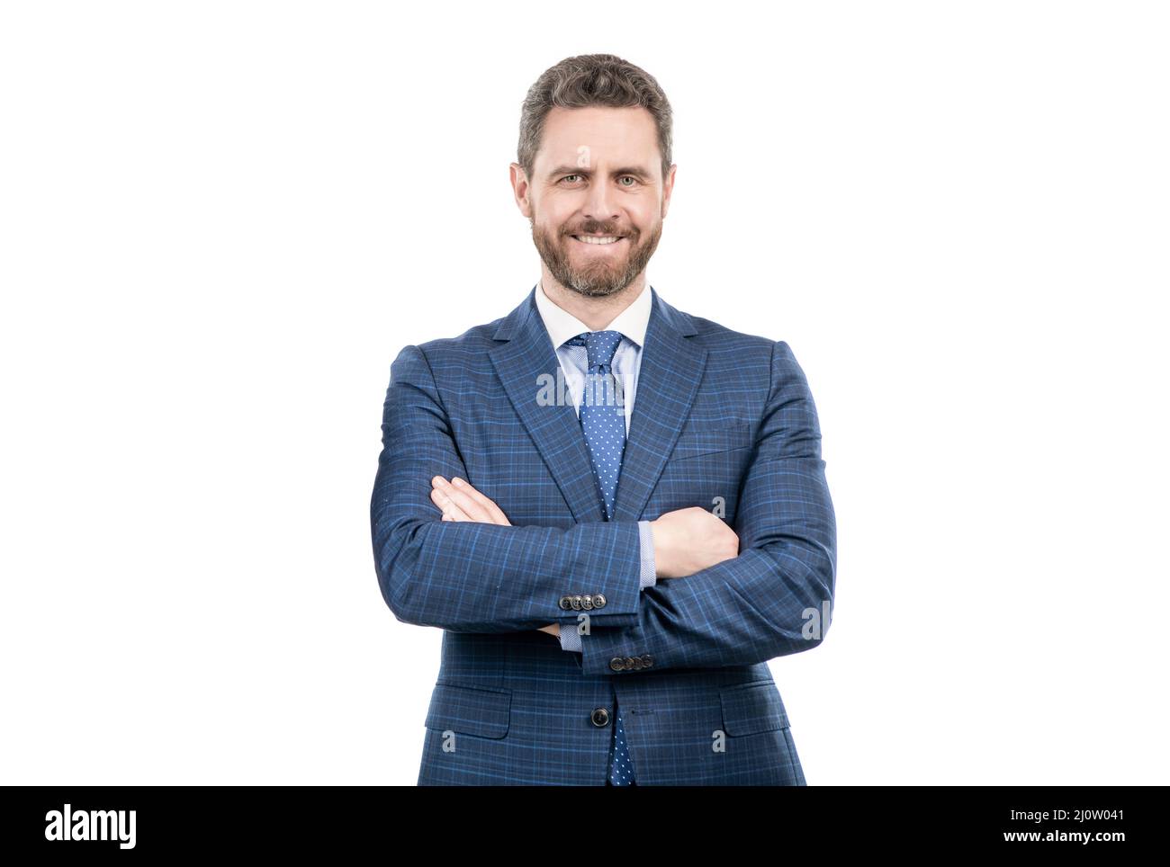Business confidence. Businessman smile holding arms crossed. Confidence and professionalism Stock Photo