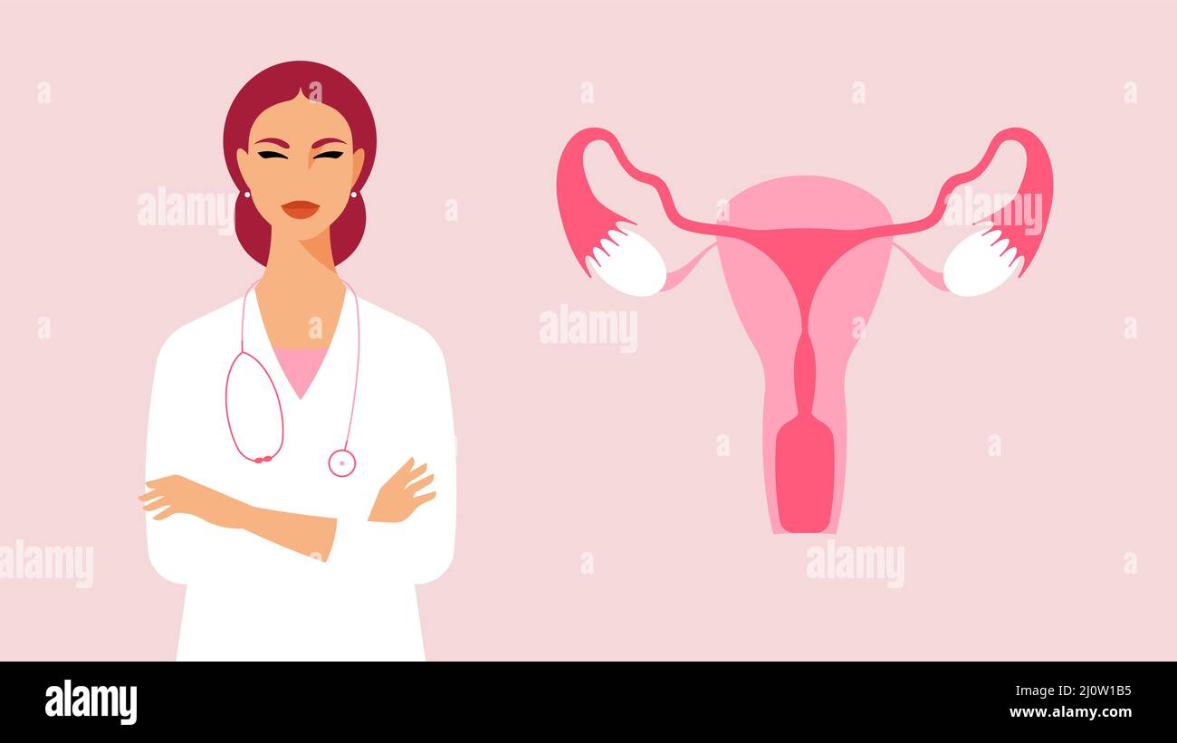 Gynecologist. Antenatal clinic. A young doctor in medical gown and an