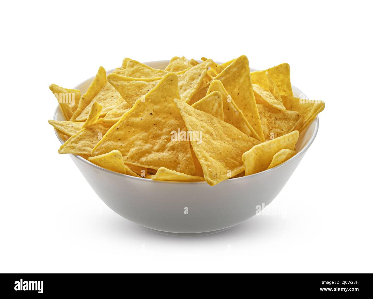 Corn chips, mexican nachos isolated on white background Stock Photo