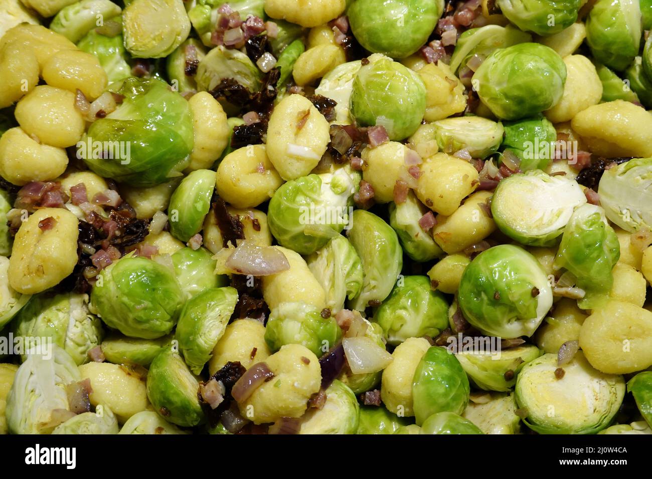 Brussels sprouts (Brassica oleracea var. gemmifera) in a pan Stock Photo