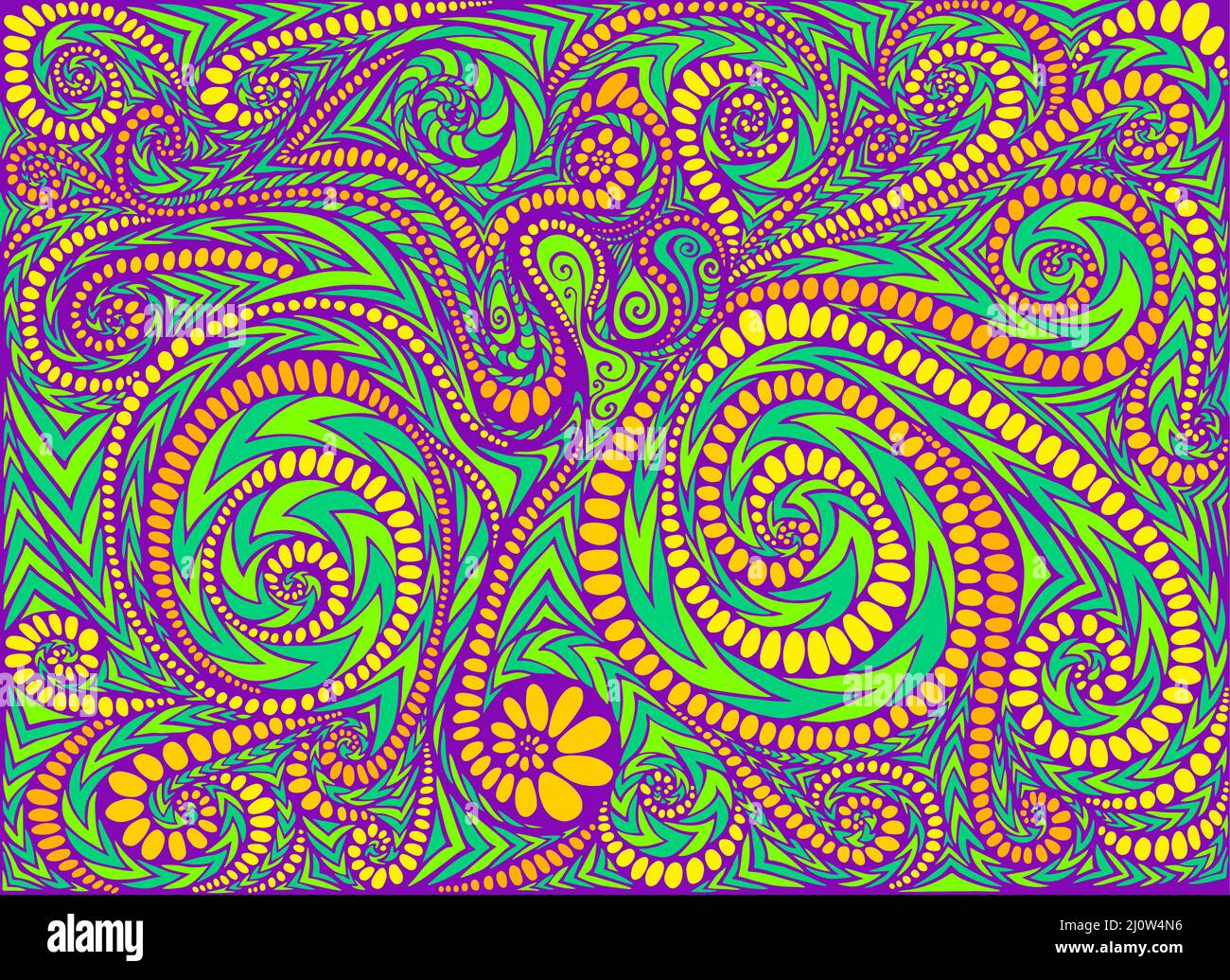 Artistic colorful psychedelic abstract, violet green orange color trippy  background. Decorative bright stylish pattern. Vector fantasy hand drawn  illu Stock Vector Image & Art - Alamy