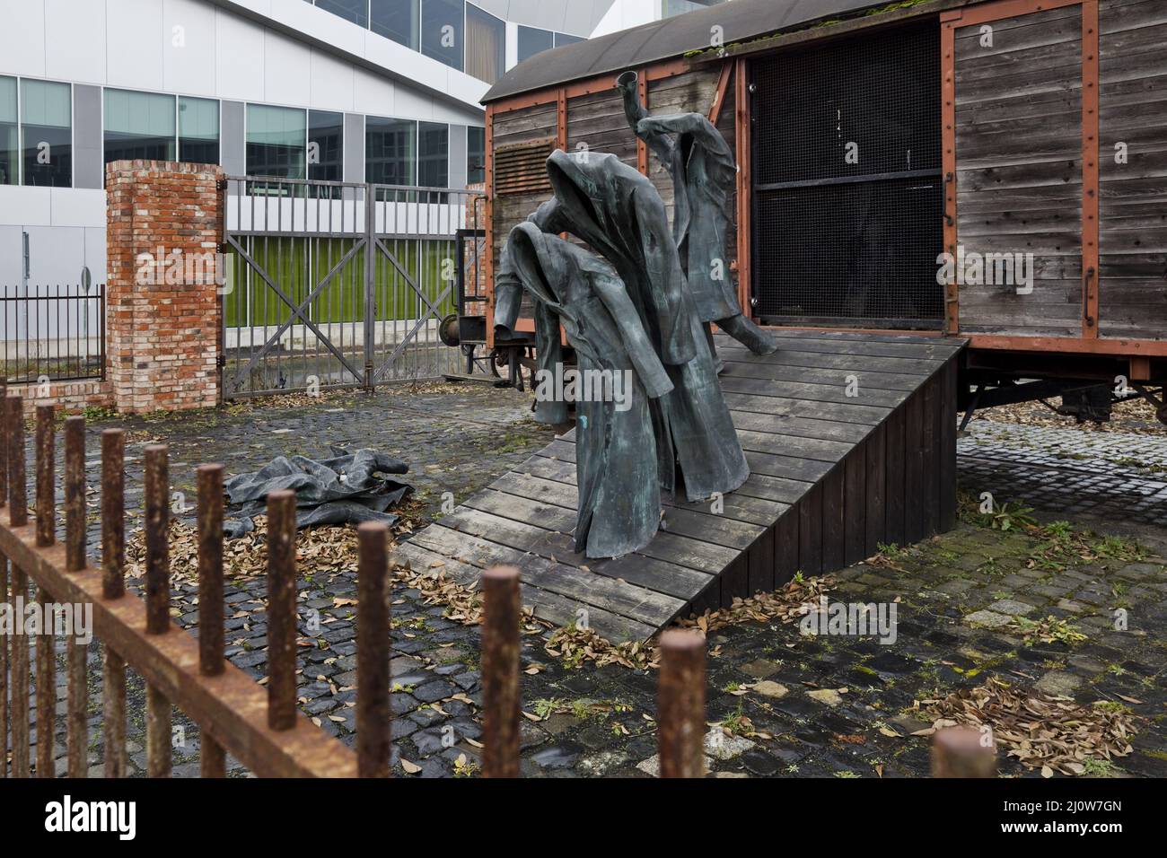 Memorial Die Rampe, artist E.R. Nele, memory of deportation and forced laborers, Kassel, Germany Stock Photo