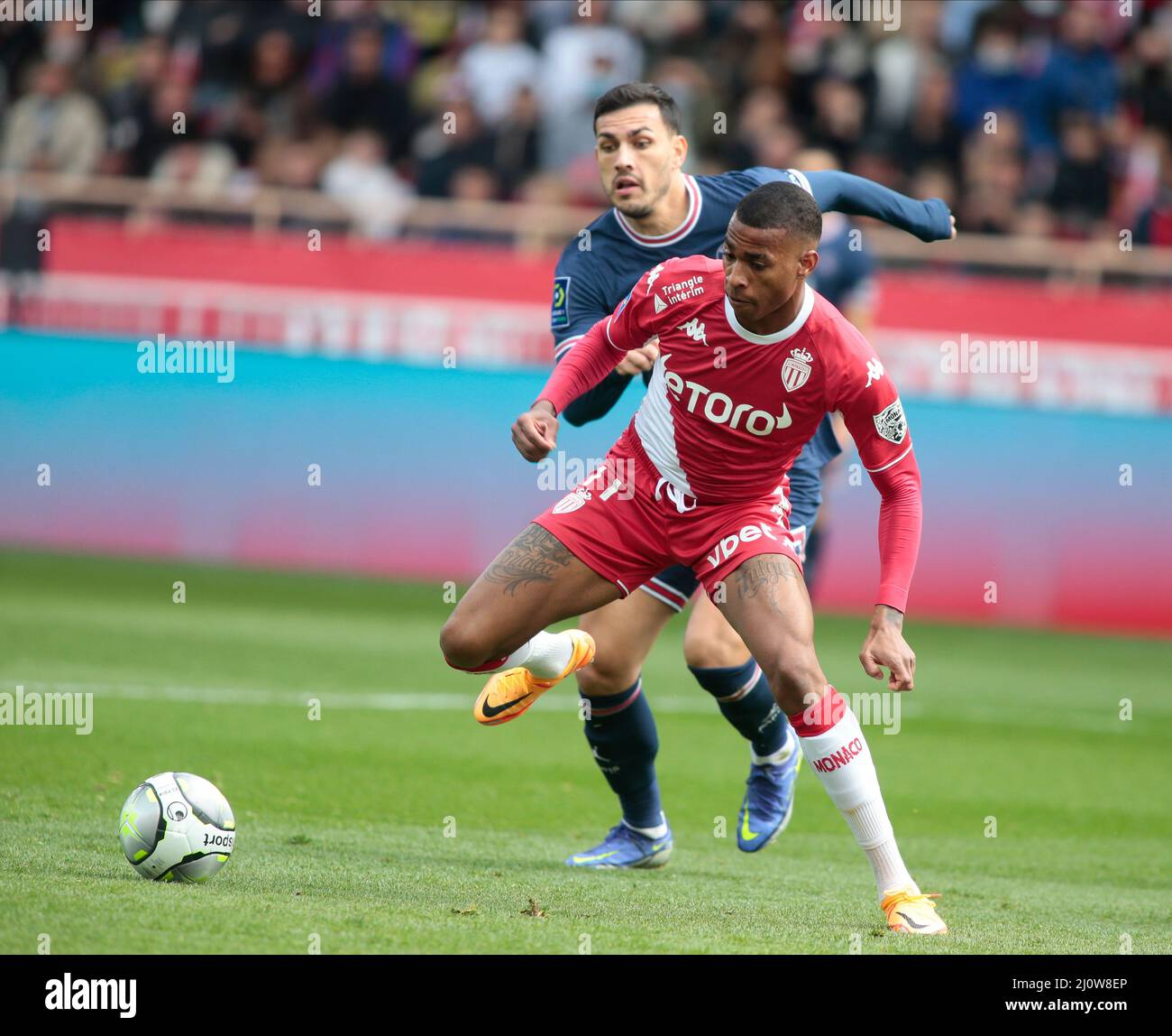 Monaco. 20th Mar, 2022. Jean Lucas of As Monaco during the French  championship Ligue 1 football match between AS Monaco and Paris  Saint-Germain on March 20, 2022 at Louis II stadium in