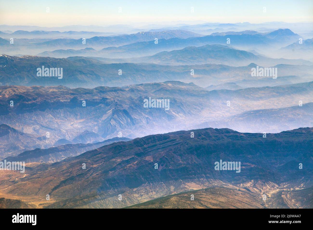 Mountain ridges, aerial view, Iranian mountains Stock Photo