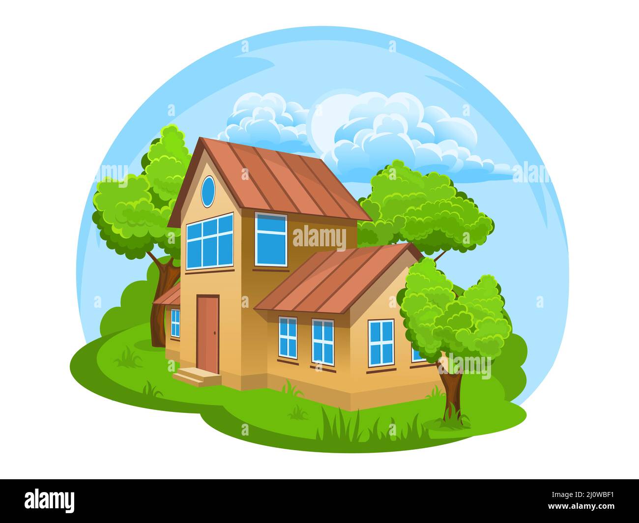 Summer landscape. House surrounded by trees Stock Vector Image & Art ...