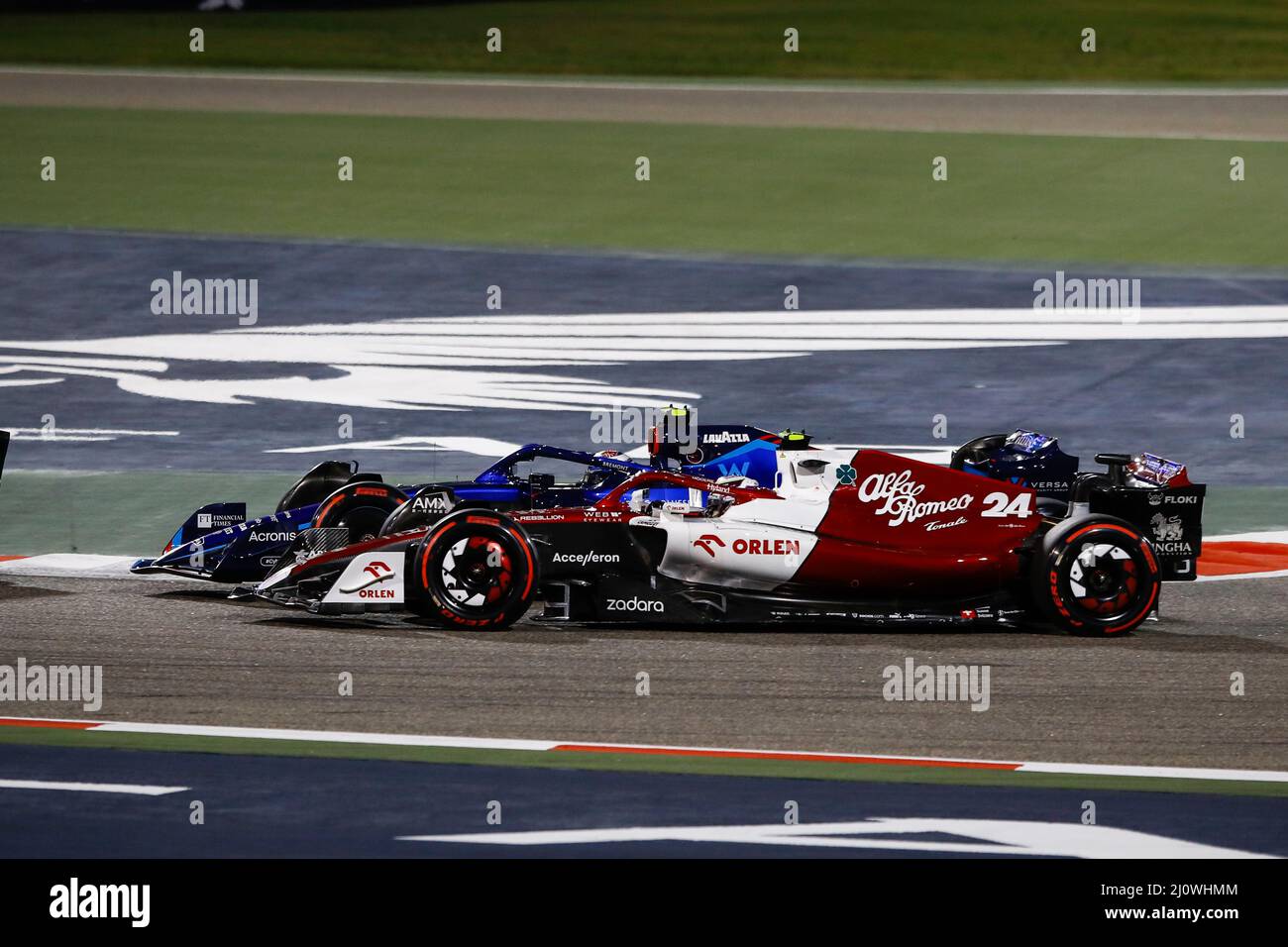 (220321) -- SAKHIR, March 21, 2022 (Xinhua) -- Alfa Romeo's Chinese driver Zhou Guanyu competes during the Bahrain Formula One Grand Prix at the Bahrain International Circuit in the city of Sakhir on March 20, 2022. (DPPI/Handout via Xinhua) Stock Photo