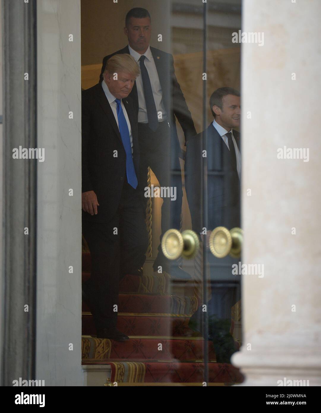 US President Donald Trump and French President Emmanuel Macron Stock Photo