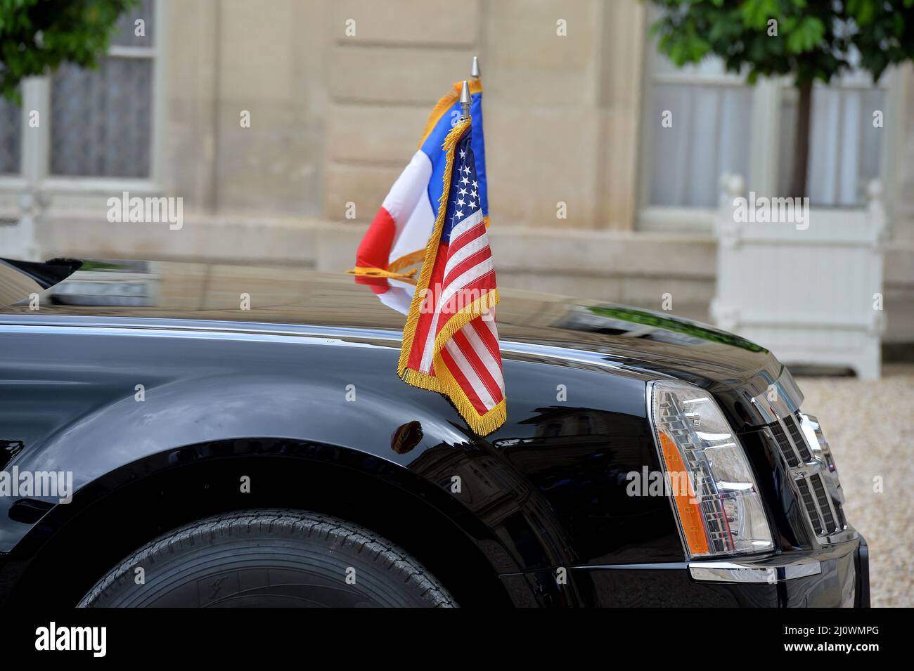 US President Donald Trump and French President Emmanuel Macron Stock Photo