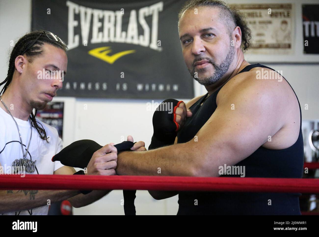 Conshohocken, PA, USA. 19th Mar, 2022. Hazel Roche, the Latin Lover gets in final weekend of training at Joltin' Jabs for his match with Al B Sure along with training partners Xan Louis and Frankie Pickard in Conshohocken, Pa March 19, 2022 Credit: Star Shooter/Media Punch/Alamy Live News Stock Photo