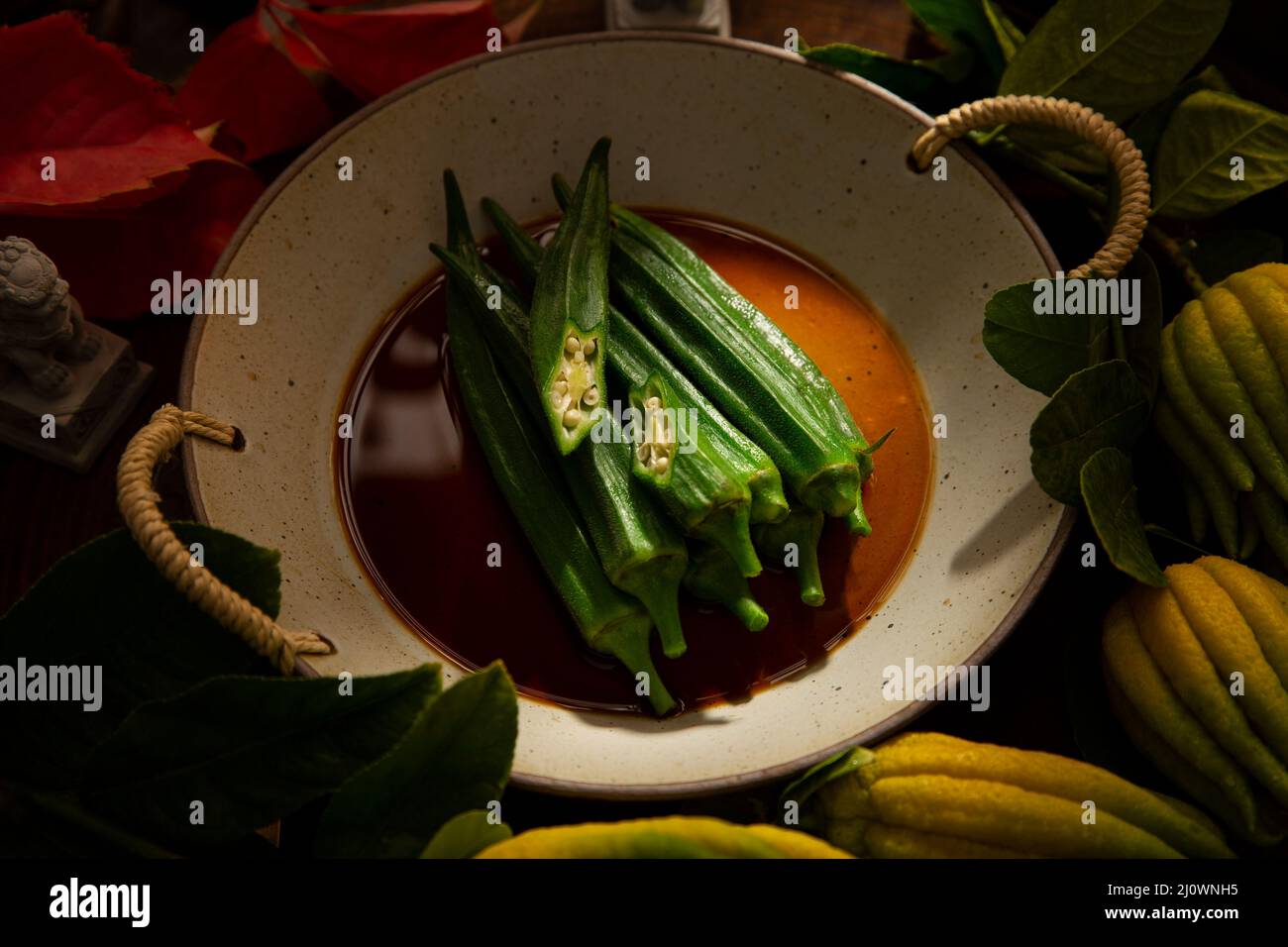 Chinese food ,Okra Stock Photo Alamy