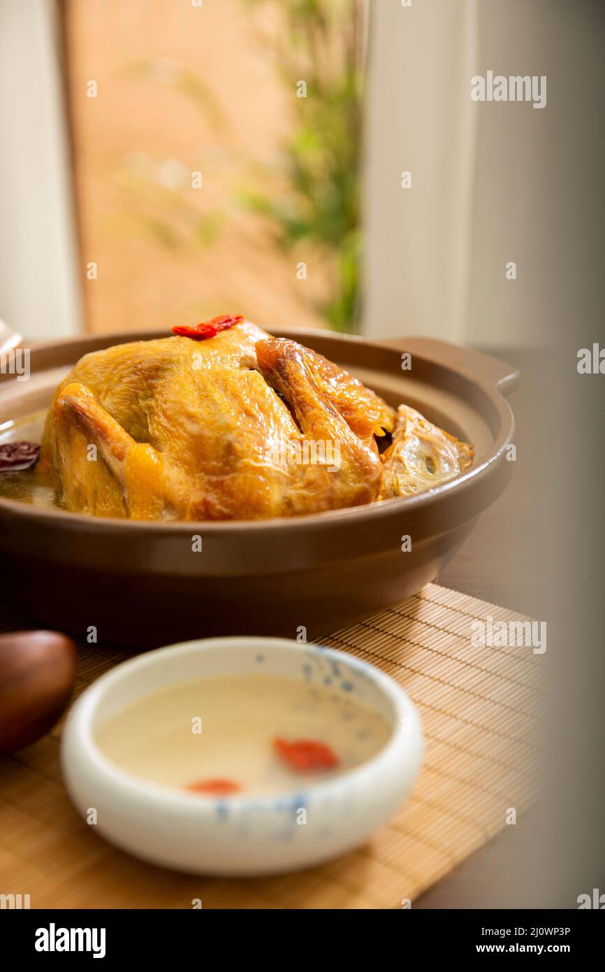 Chinese cuisine,Whole chicken soup Stock Photo Alamy