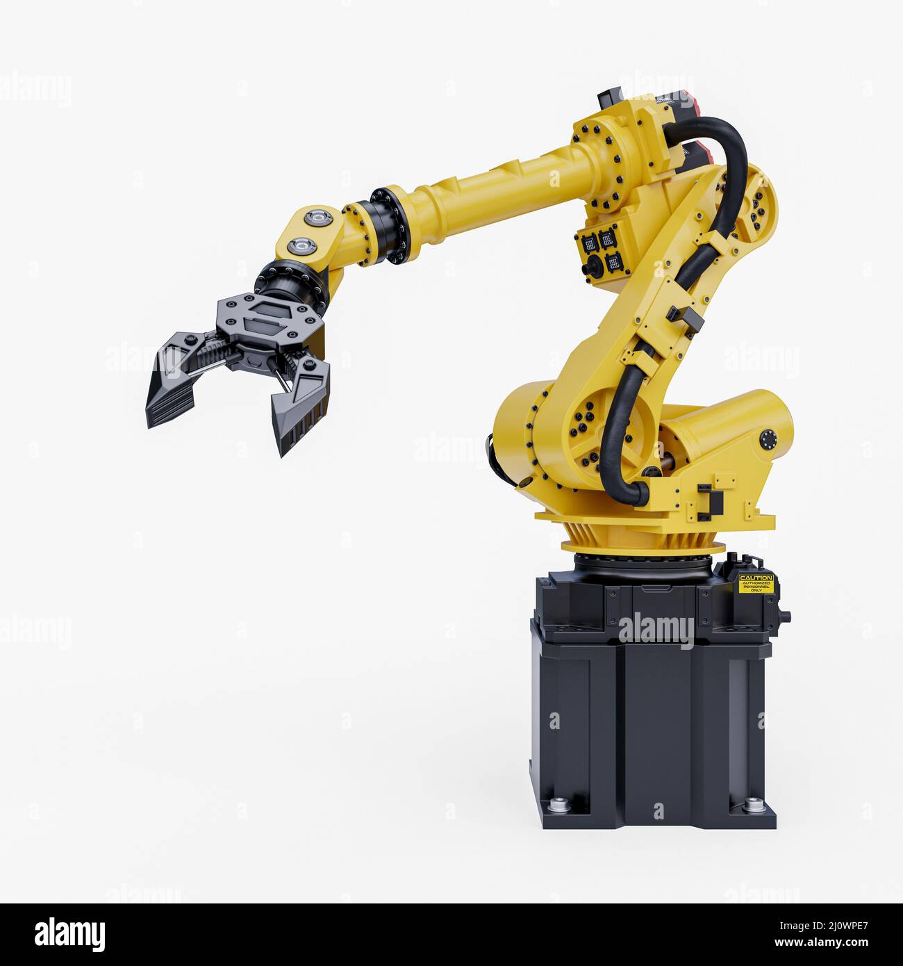 Robot arm grippers for industry on white background.3D rendering Stock Photo