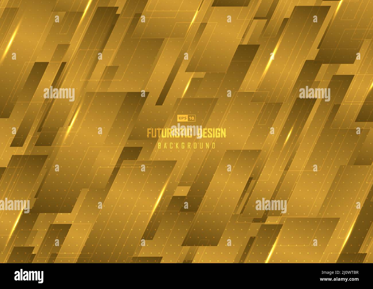 Abstract golden rectangle style pattern with glitter artwork. Overlapping for luxury style of cover design background. Illustration vector Stock Vector