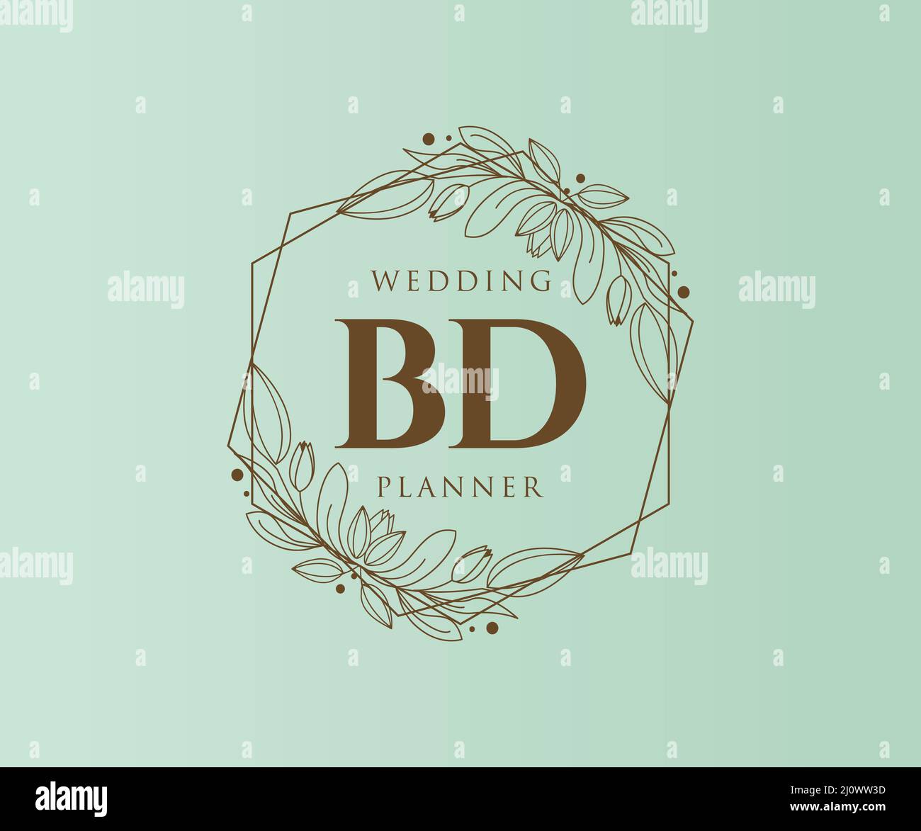BD Initials letter Wedding monogram logos collection, hand drawn modern minimalistic and floral templates for Invitation cards, Save the Date, elegant Stock Vector