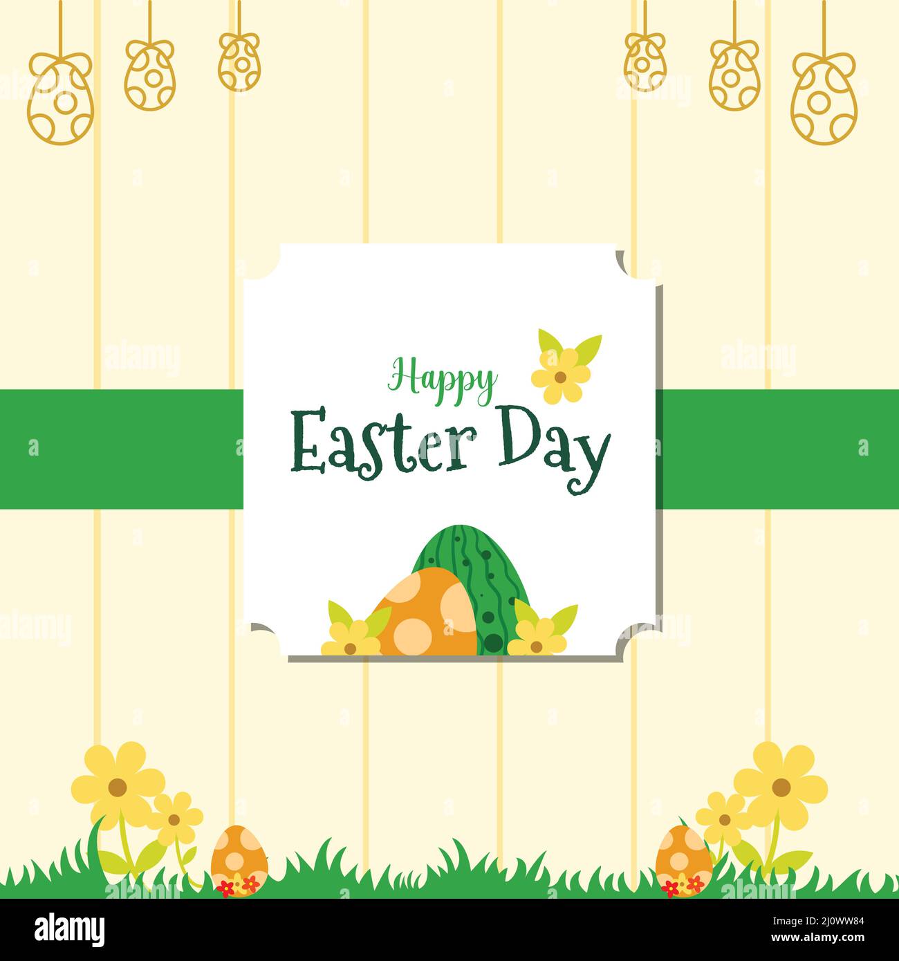 Decorative Easter egg invitation floral card template Stock Vector