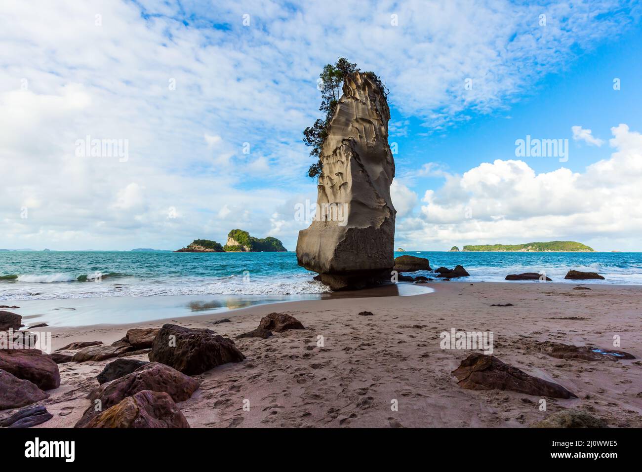 Ocean low tide in Cathedral Cove Stock Photo