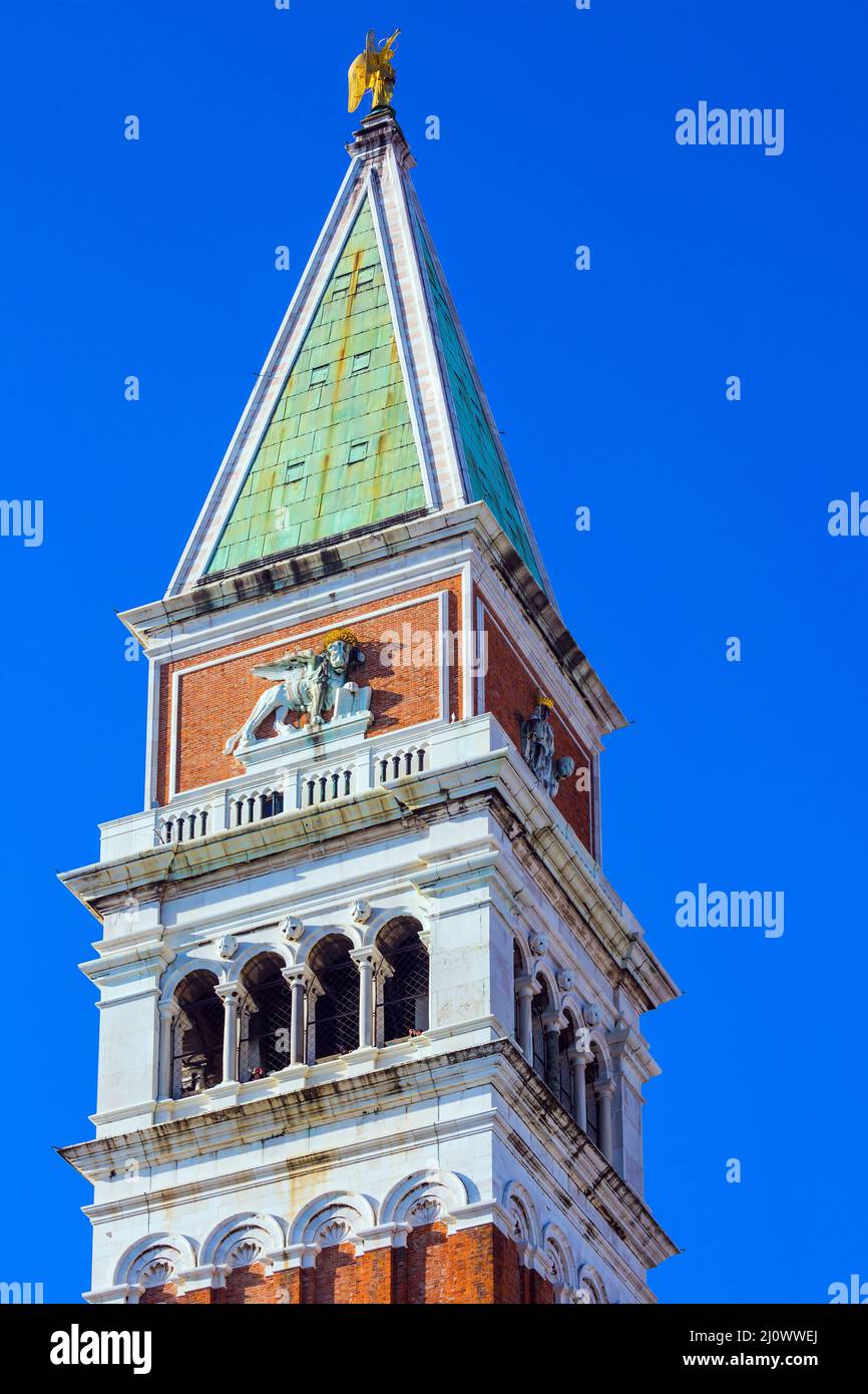 Campanile Decorated with a Winged Lion Stock Photo