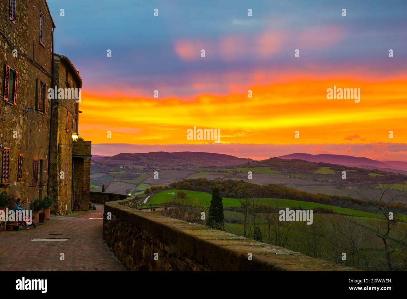 The landscape of the Val d'Orcia Valley Stock Photo
