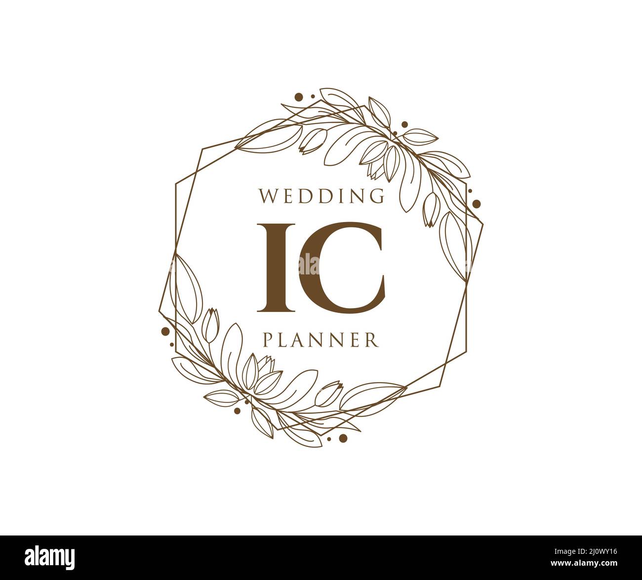 IC Initials letter Wedding monogram logos collection, hand drawn modern minimalistic and floral templates for Invitation cards, Save the Date, elegant Stock Vector