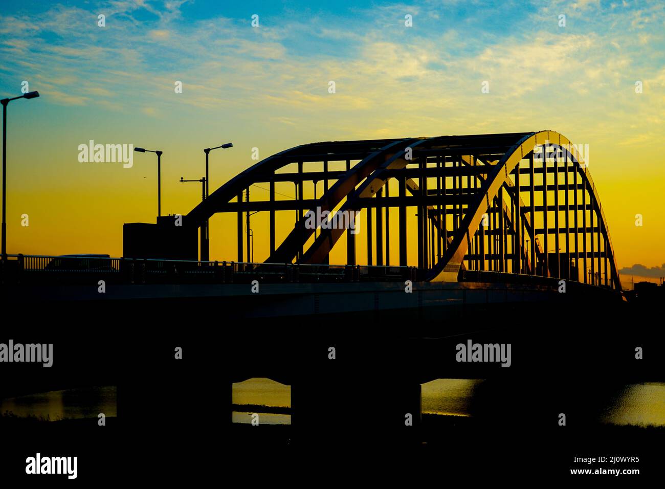 Tama water supply bridge and dusk Stock Photo