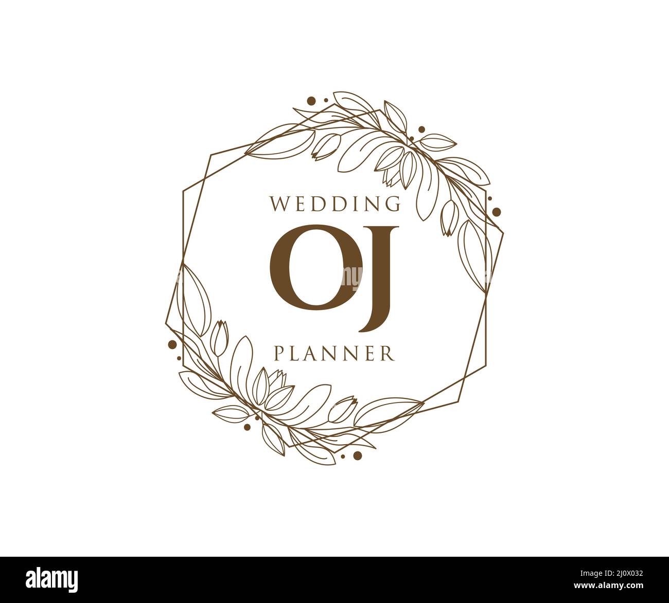 OJ Initials letter Wedding monogram logos collection, hand drawn modern ...