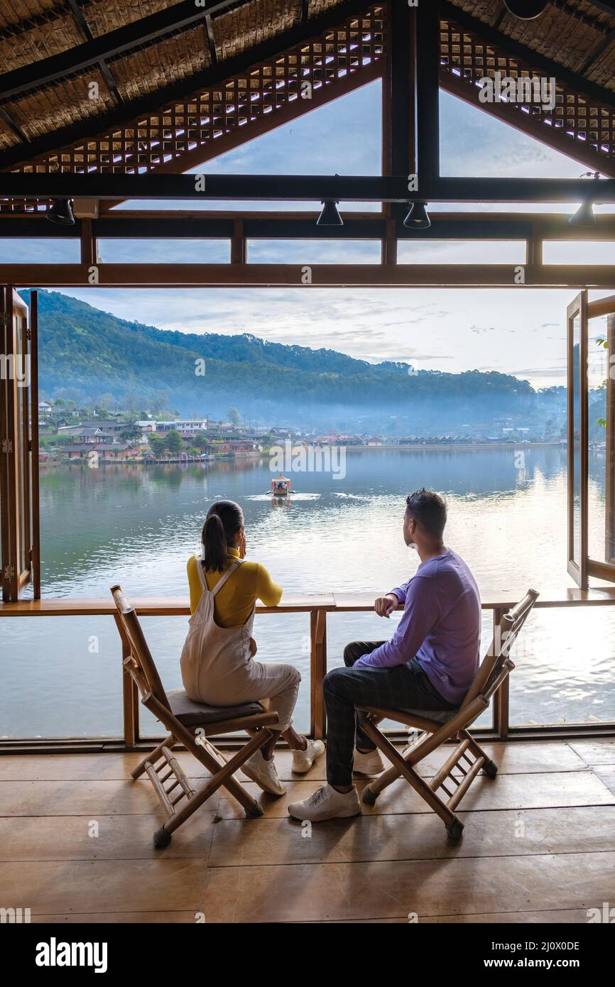 Sunrise at Lee wine Rak Thai, Chinese settlement, Mae Hong Son, Thailand,Beautiful scenery during sunrise at Chinese village amo Stock Photo