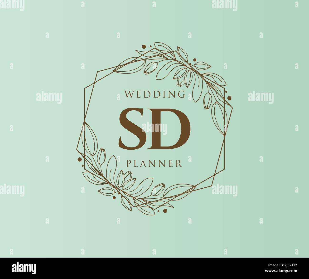 SD Initials letter Wedding monogram logos collection, hand drawn modern minimalistic and floral templates for Invitation cards, Save the Date, elegant Stock Vector