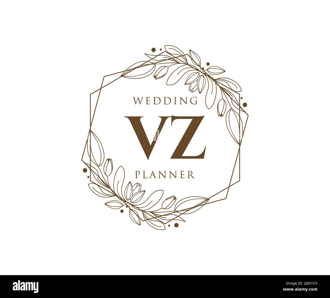 VZ Initials letter Wedding monogram logos collection, hand drawn modern ...
