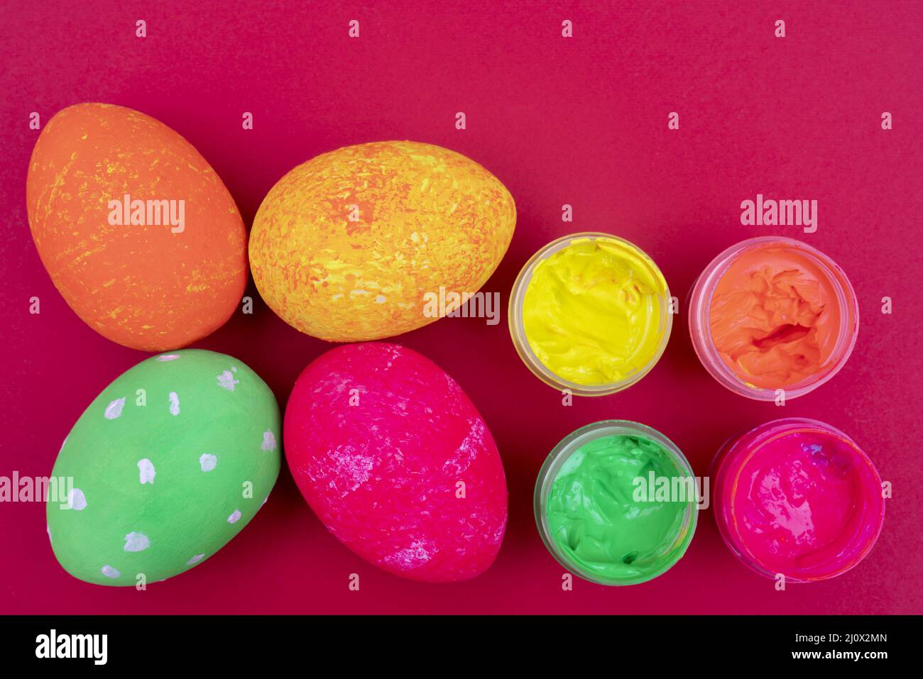 Multi-colored Easter eggs. Stock Photo