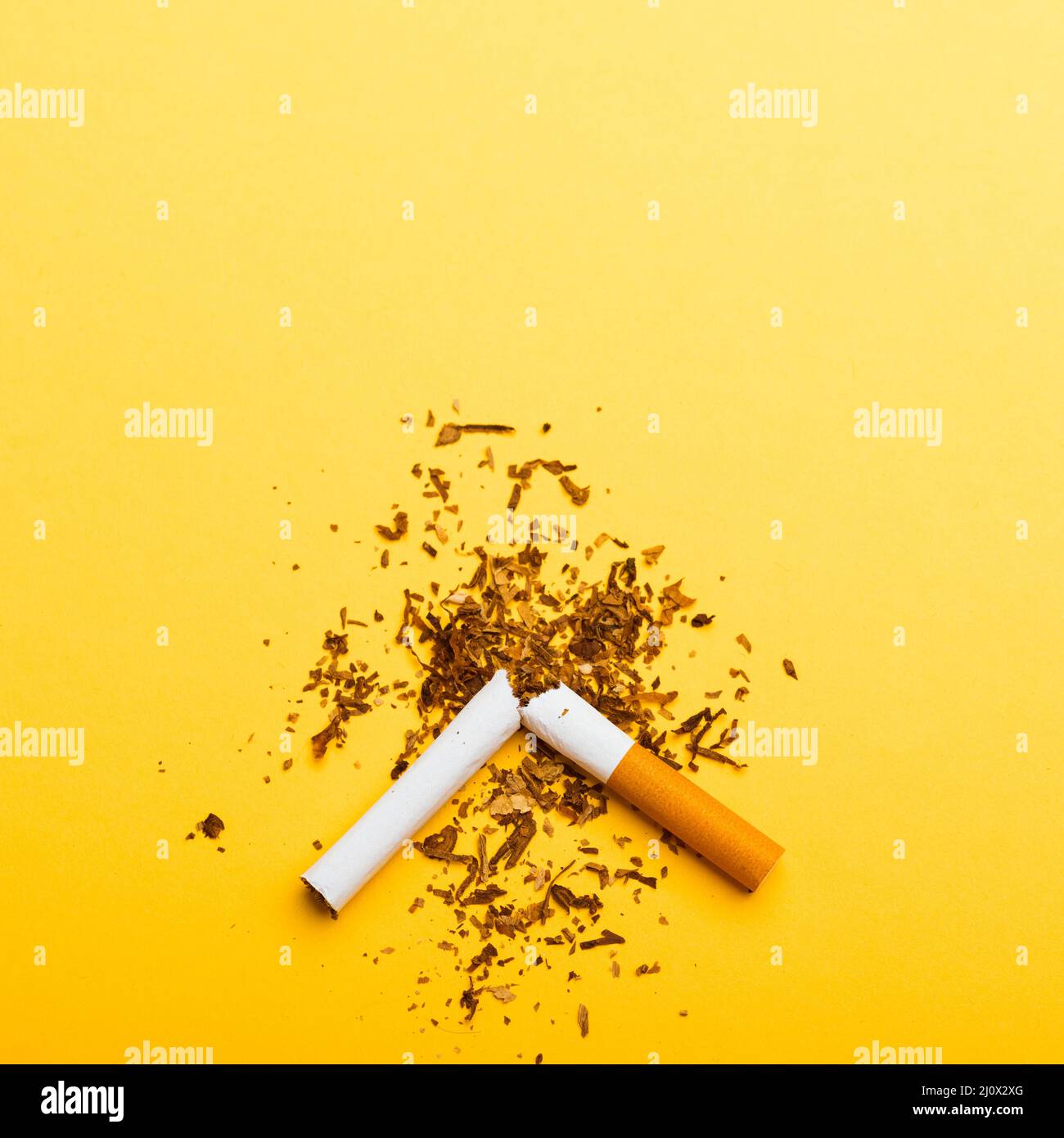 31 May of World No Tobacco Day, no smoking, close up of broken pile
