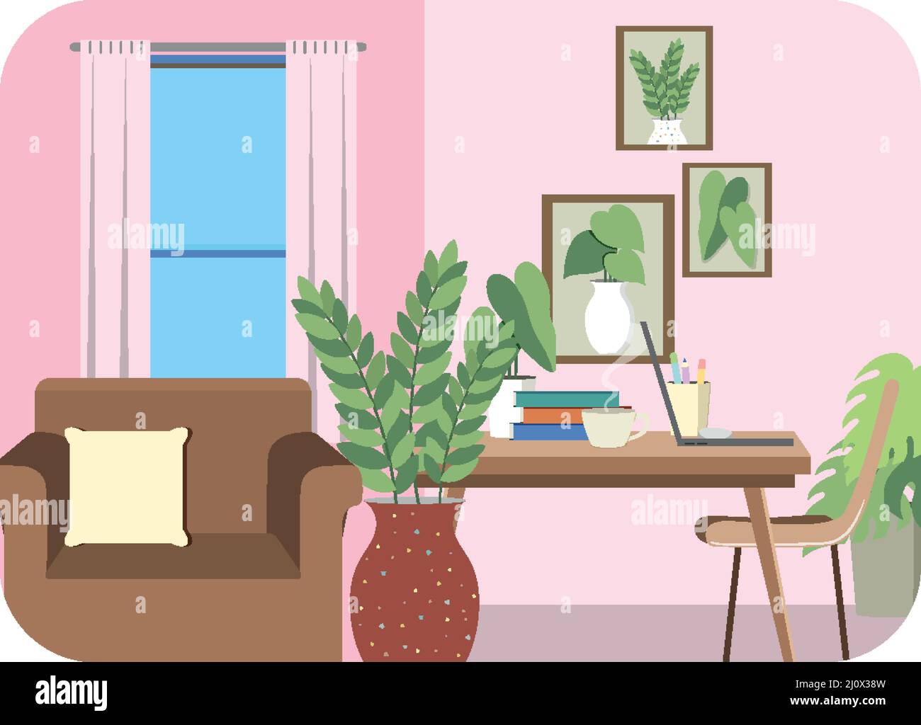 Workroom interior in flat design concept illustration Stock Vector ...