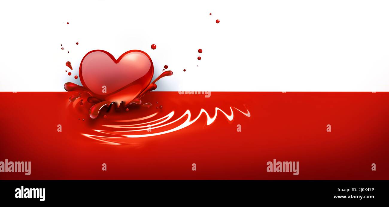 Red Heart With Splashes Of Paint Stock Photo - Alamy