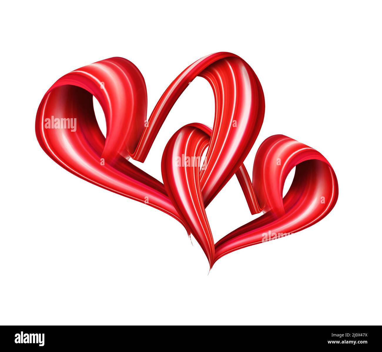 Abstract Intertwined Two Red Hearts Stock Photo