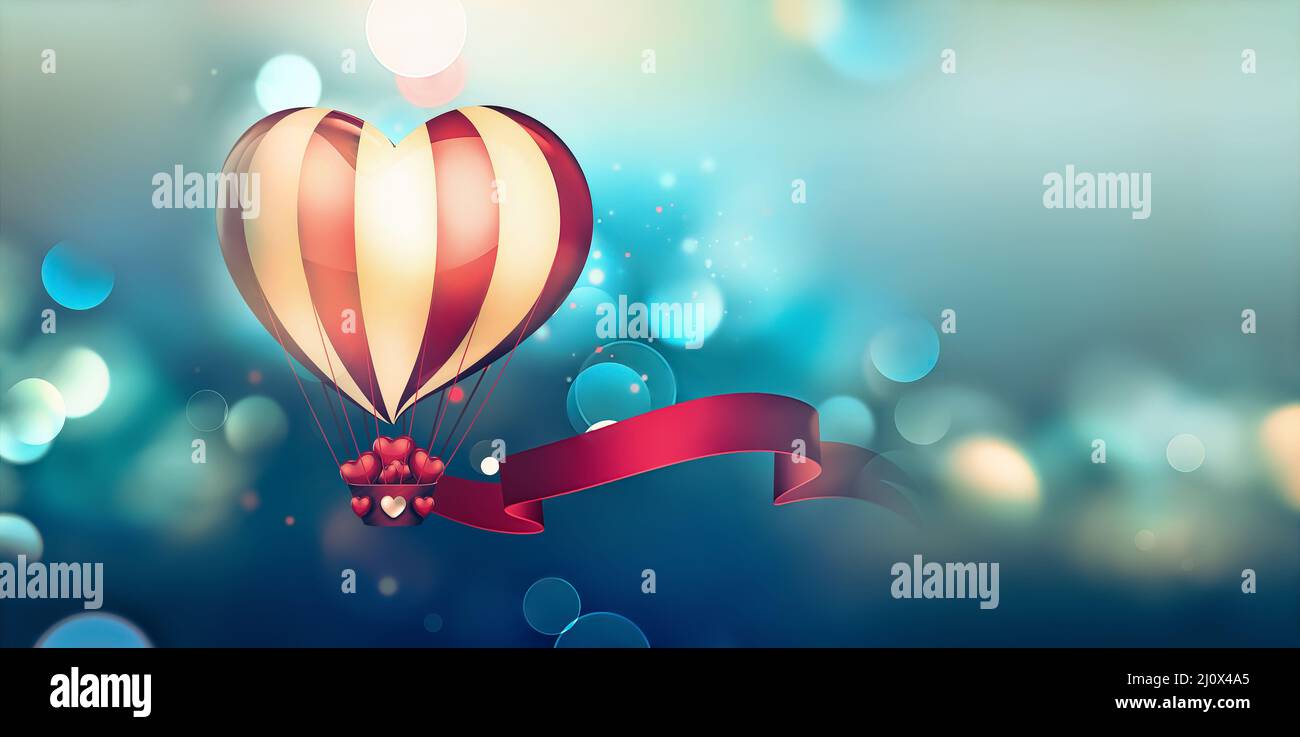 Hot Air Balloon In The Shape Of A Heart Stock Photo