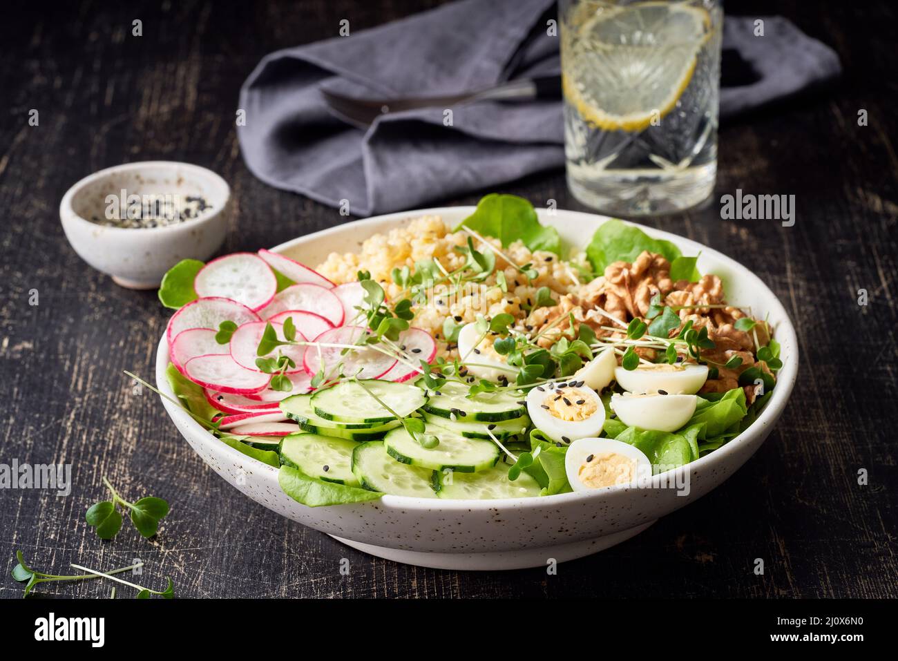 Balanced food for DASH diet to stop hypertension. Assortment of different  products on white background Stock Photo - Alamy