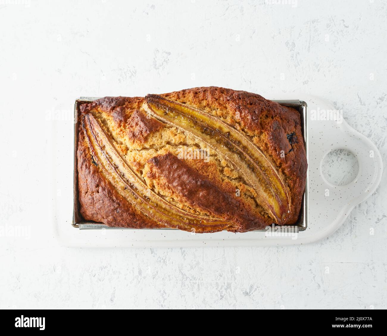 Homemade Banana bread. Baked cake in pan loaf. Step by step recipe