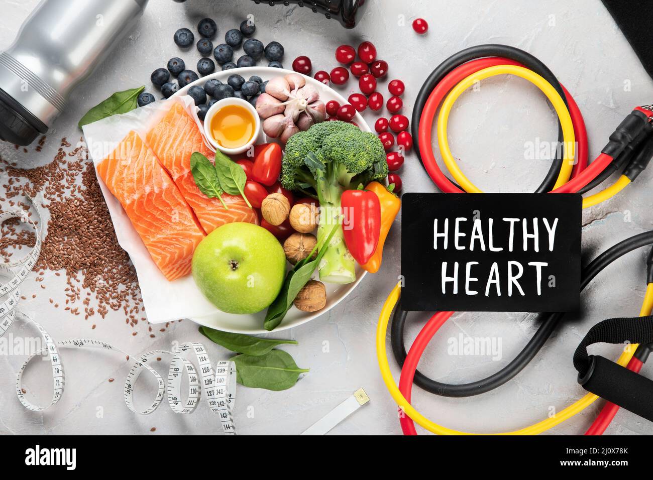 Foods for healthy heart on light background. Food for healthy heart