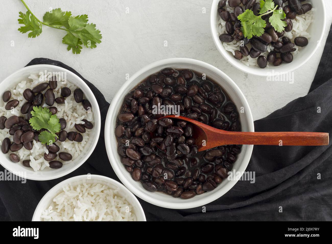 Flat lay kidney beans with rice bowl Stock Photo Alamy