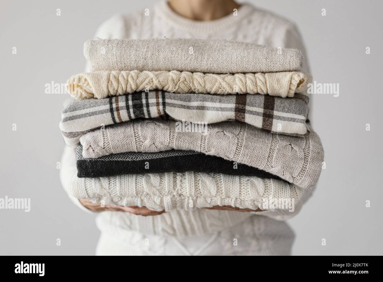 Knitted blankets close up. High quality beautiful photo concept Stock Photo