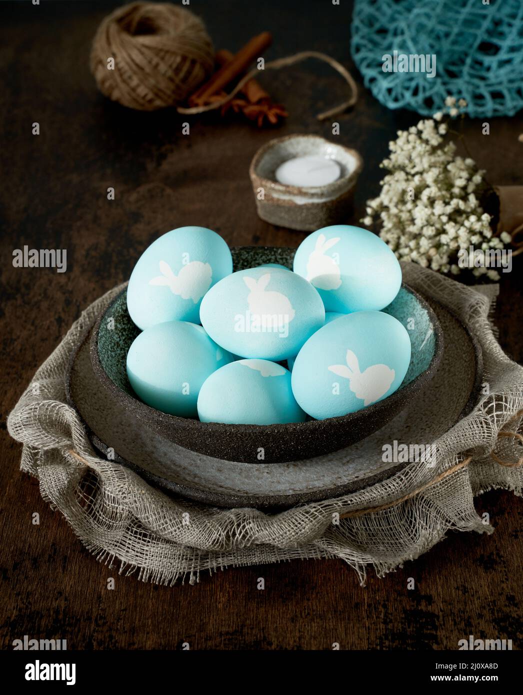 Unusual Easter . Concept of new life, rebirth. Rustic style. Vertical, copy space Stock Photo