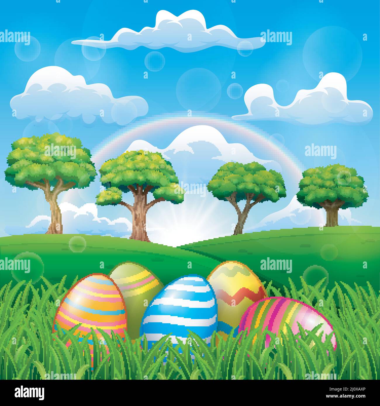 Daisies in the grass spring background Stock Vector Images - Alamy